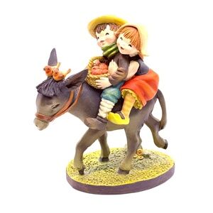 Anri Toriart by Juan Ferrandiz Hold On Boy & Girl On Donkey Figurine Handpainted